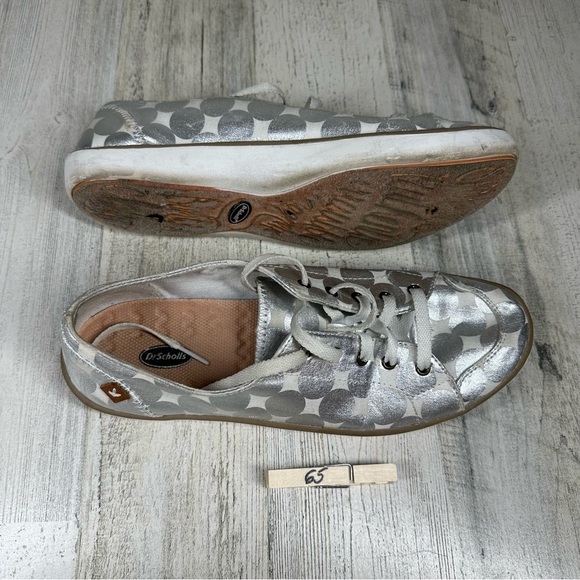 Dr Scholl's Maylee Lace Up Sneakers Geometric Silver Metallic Polka-Dot #65 - Picture 12 of 12